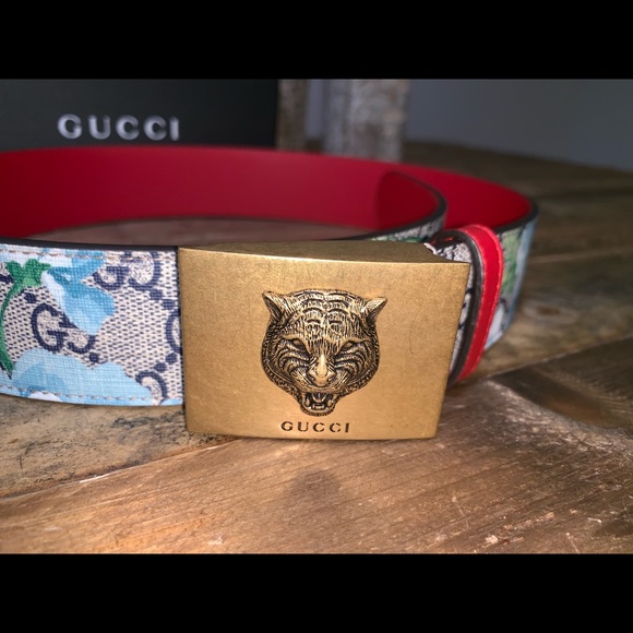Gucci Supreme Blooms GG Logo Belt w/Tiger Buckle - Picture 8 of 8